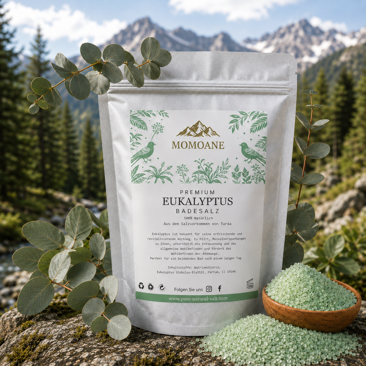 Premium-Badesalz mit Eukalyptus 1 kg