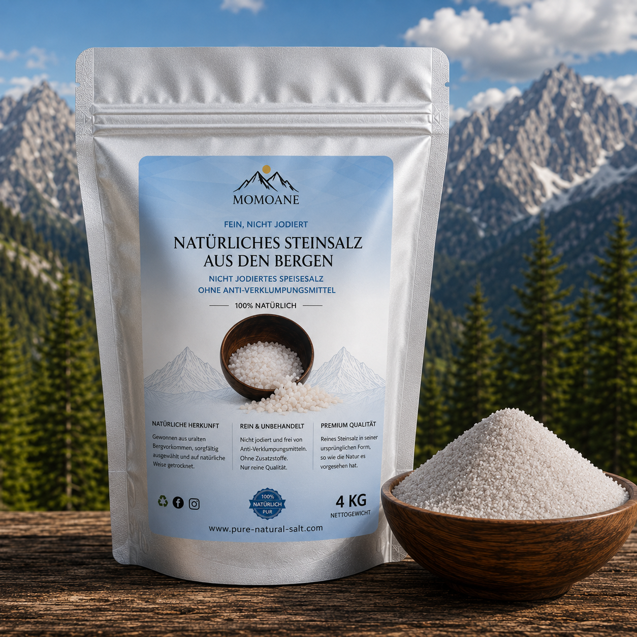 [4 kg] Premium Salz ohne Jod – Frei von Rieselhilfsstoffen