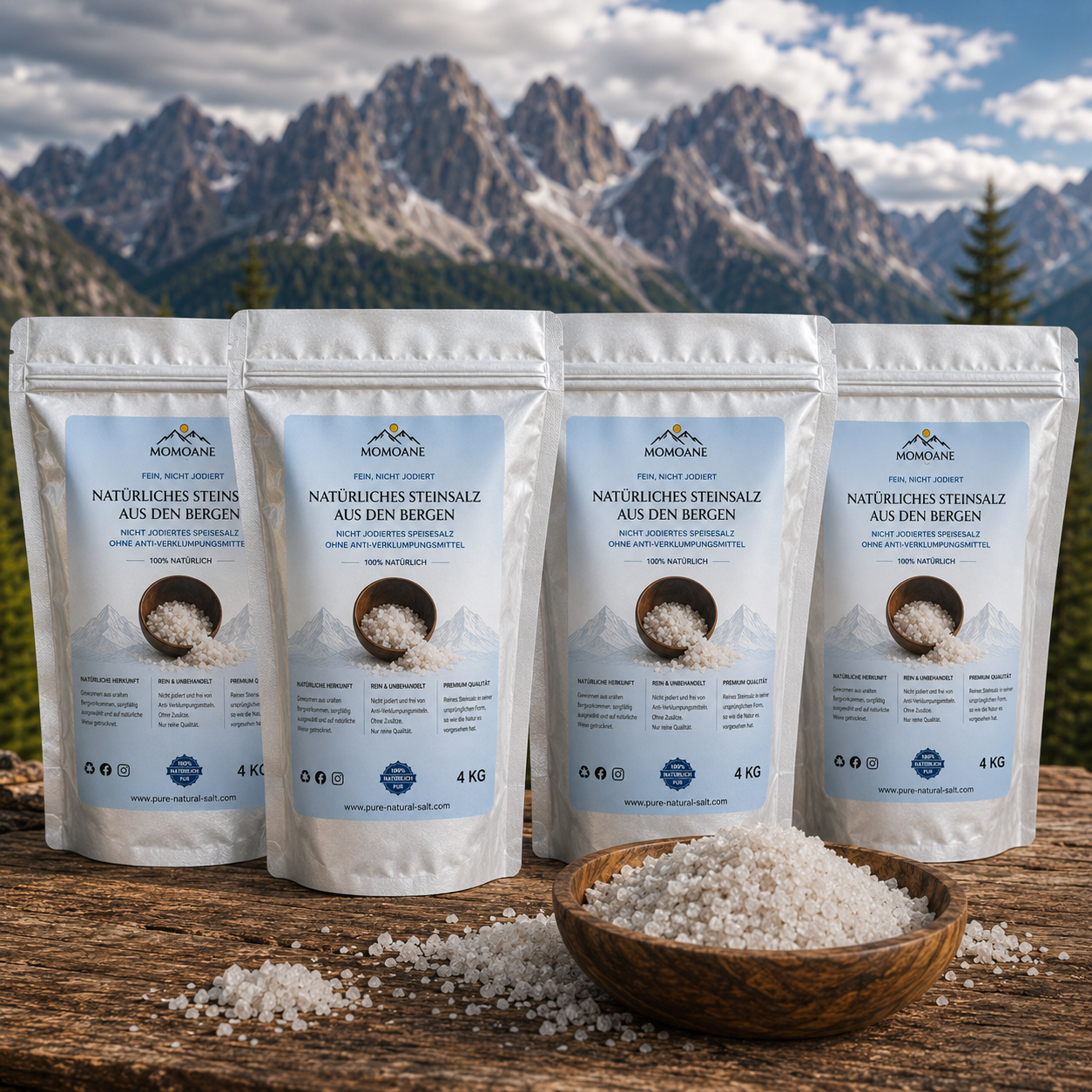 Vorteilspack – Premium jodfreies Salz – ohne Trennmittel, 4 × 4 kg (16 kg gesamt)