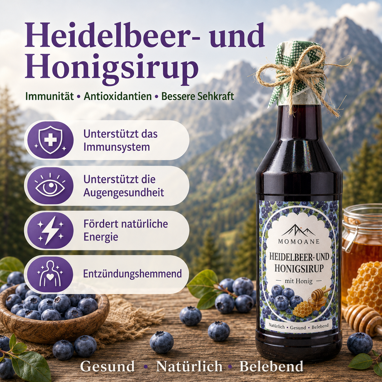 Wildheidelbeeren-Honig-Sirup 500 ml