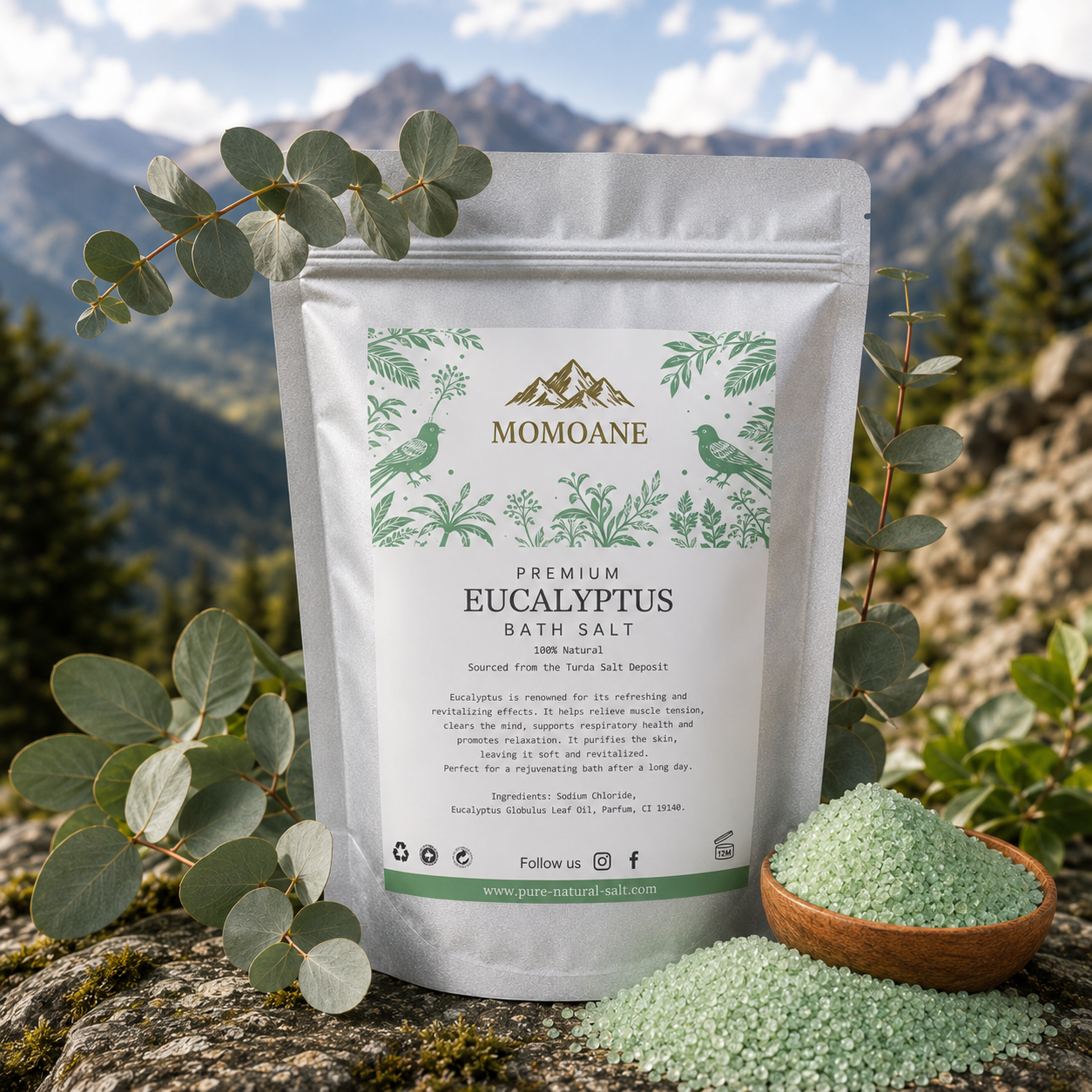 Premium-Badesalz mit Eukalyptus 1 kg
